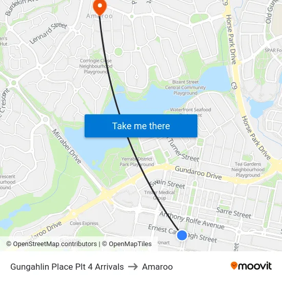 Gungahlin Place Plt 4 Arrivals to Amaroo map
