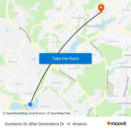 Gundaroo Dr After Ginninderra Dr to Amaroo map
