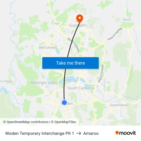 Woden Temporary Interchange Plt 1 to Amaroo map