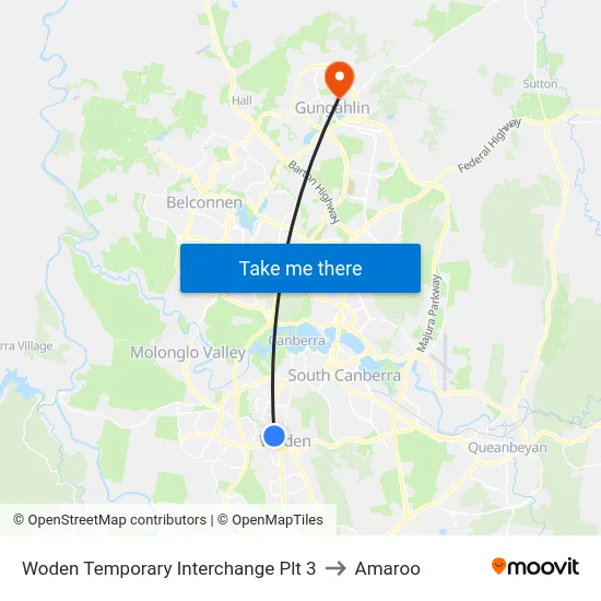 Woden Temporary Interchange Plt 3 to Amaroo map