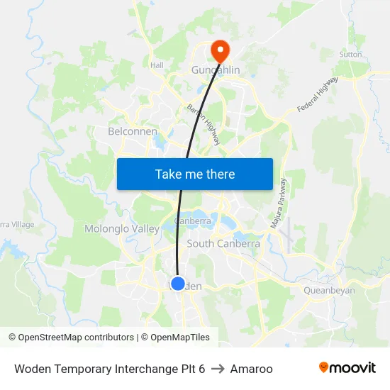 Woden Temporary Interchange Plt 6 to Amaroo map