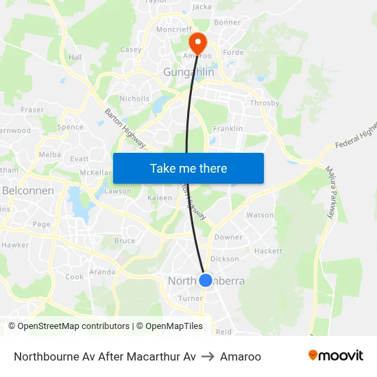 Northbourne Av After Macarthur Av to Amaroo map