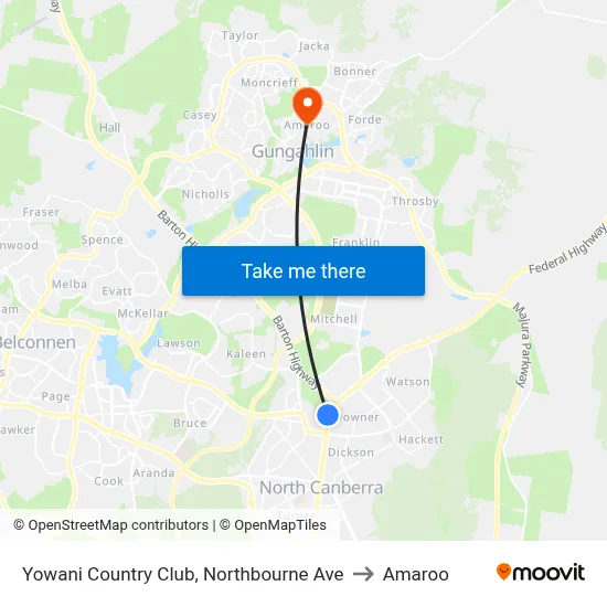 Yowani Country Club, Northbourne Ave to Amaroo map