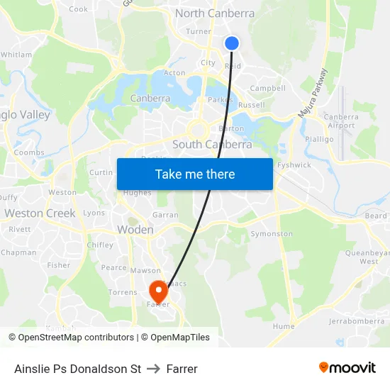 Ainslie Ps Donaldson St to Farrer map