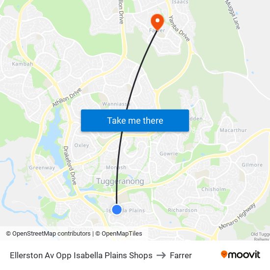 Ellerston Av Opp Isabella Plains Shops to Farrer map
