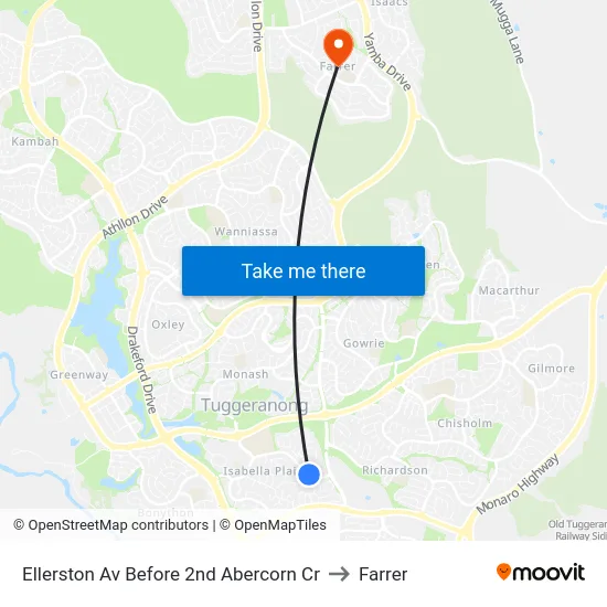 Ellerston Av Before 2nd Abercorn Cr to Farrer map