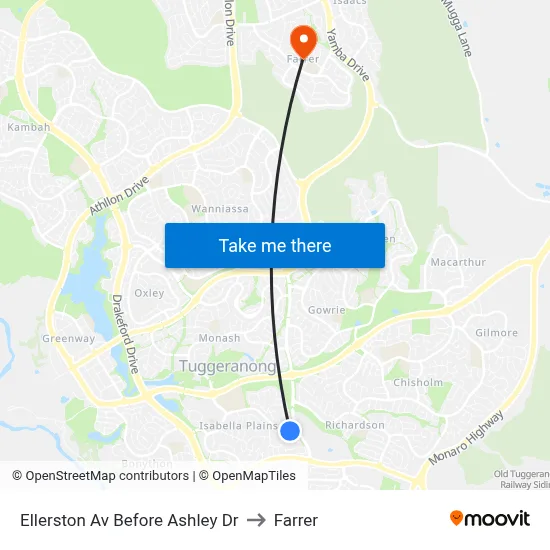 Ellerston Av Before Ashley Dr to Farrer map