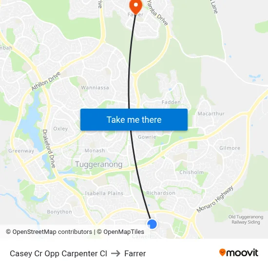 Casey Cr Opp Carpenter Cl to Farrer map