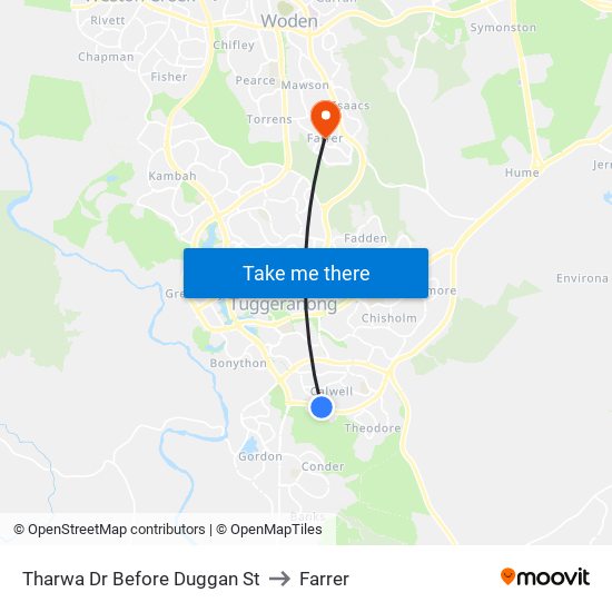 Tharwa Dr Before Duggan St to Farrer map