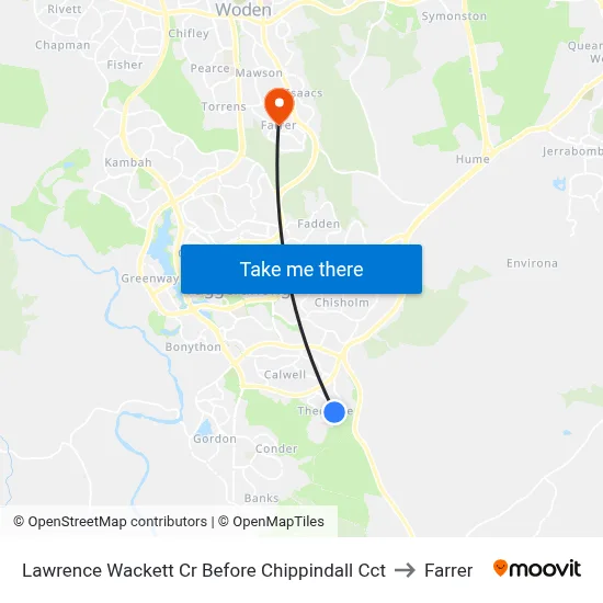 Lawrence Wackett Cr Before Chippindall Cct to Farrer map