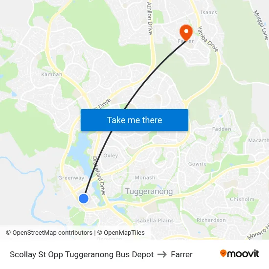 Scollay St Opp Tuggeranong Bus Depot to Farrer map