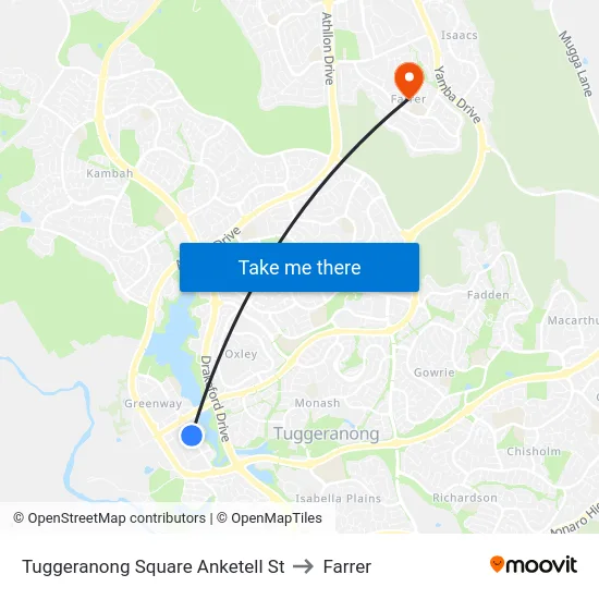 Tuggeranong Square Anketell St to Farrer map
