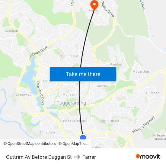 Outtrim Av Before Duggan St to Farrer map