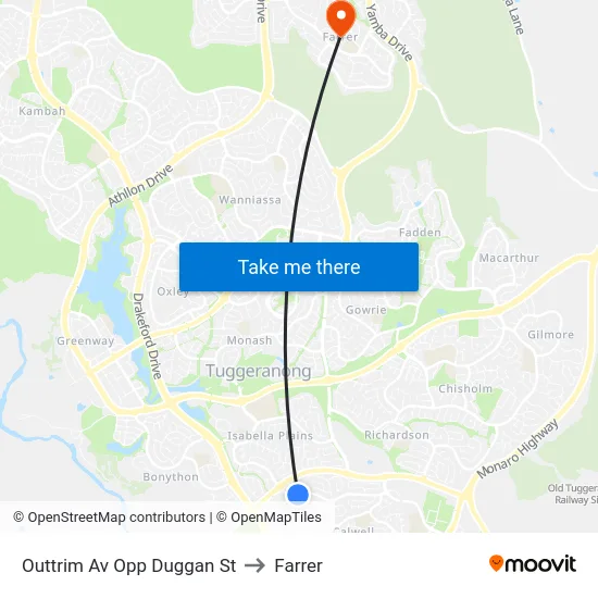 Outtrim Av Opp Duggan St to Farrer map