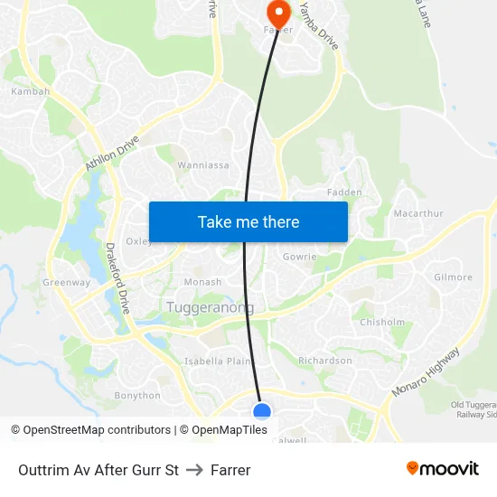 Outtrim Av After Gurr St to Farrer map