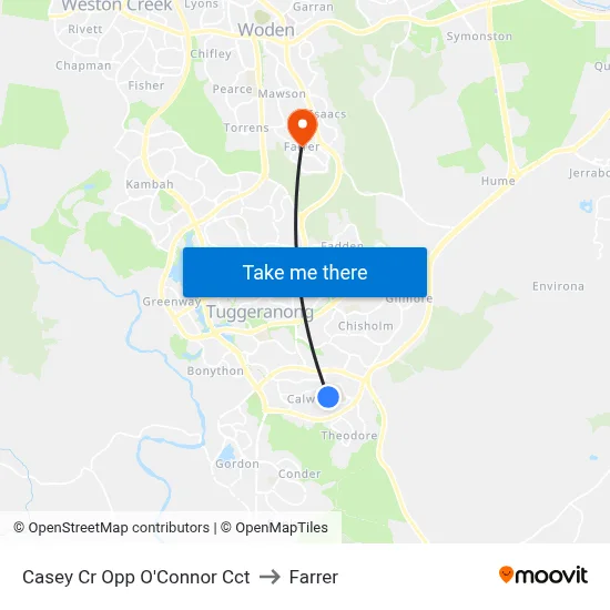 Casey Cr Opp O'Connor Cct to Farrer map
