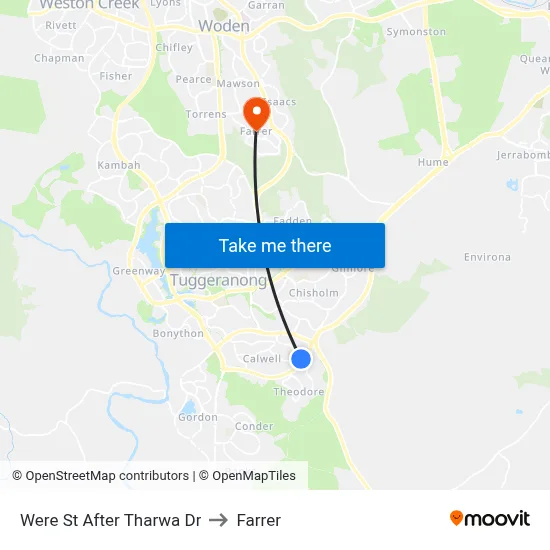Were St After Tharwa Dr to Farrer map