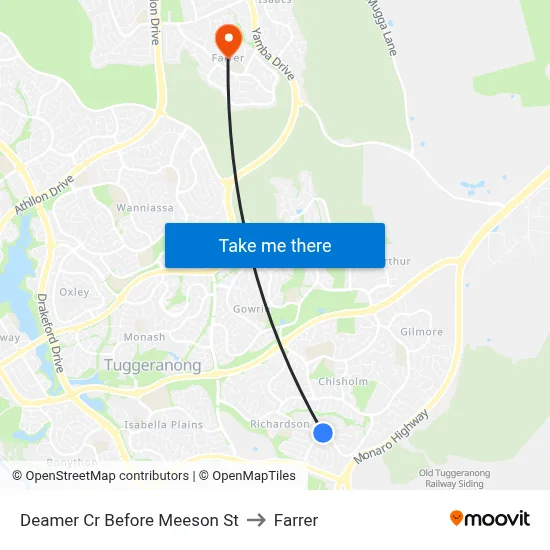 Deamer Cr Before Meeson St to Farrer map
