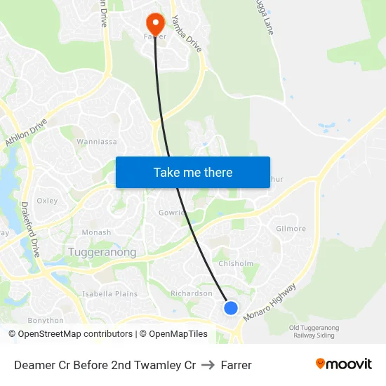 Deamer Cr Before 2nd Twamley Cr to Farrer map
