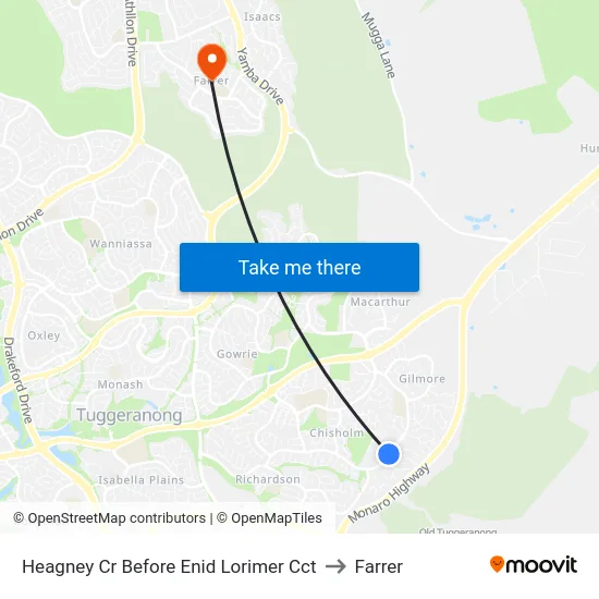 Heagney Cr Before Enid Lorimer Cct to Farrer map