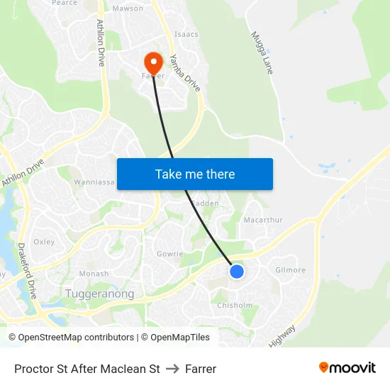 Proctor St After Maclean St to Farrer map