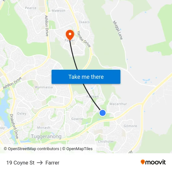 19 Coyne St to Farrer map
