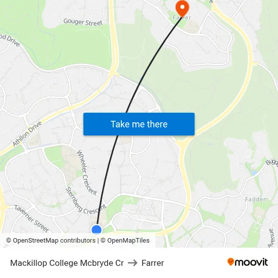 Mackillop College Mcbryde Cr to Farrer map