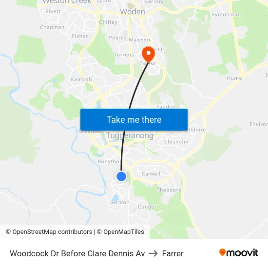 Woodcock Dr Before Clare Dennis Av to Farrer map