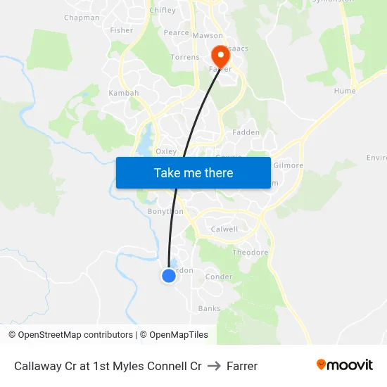 Callaway Cr at 1st Myles Connell Cr to Farrer map