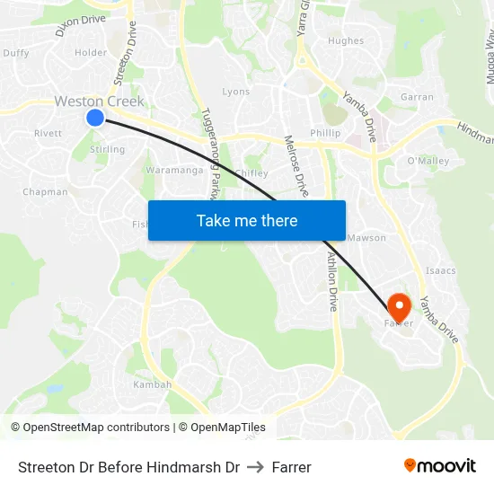 Streeton Dr Before Hindmarsh Dr to Farrer map