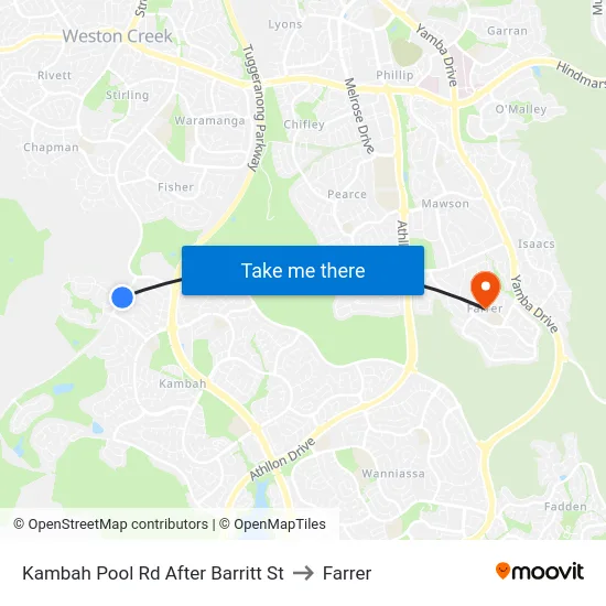 Kambah Pool Rd After Barritt St to Farrer map