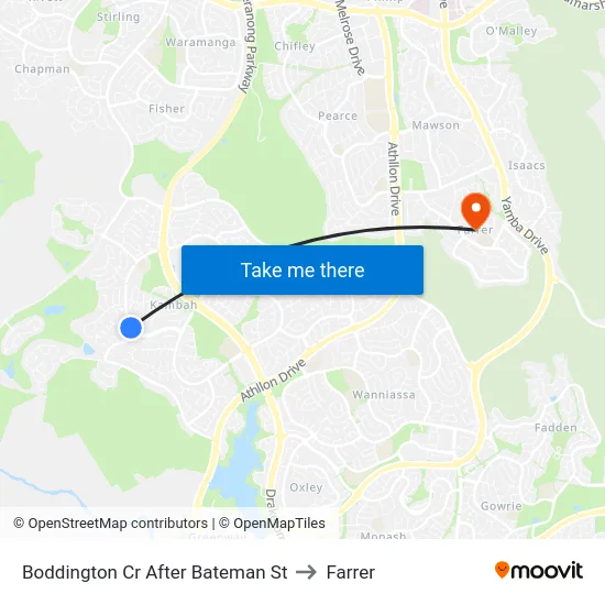 Boddington Cr After Bateman St to Farrer map