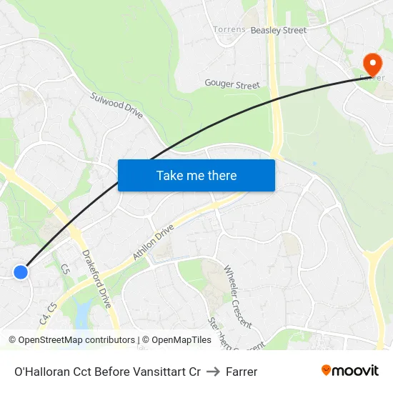 O'Halloran Cct Before Vansittart Cr to Farrer map