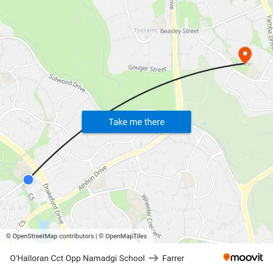 O'Halloran Cct Opp Namadgi School to Farrer map