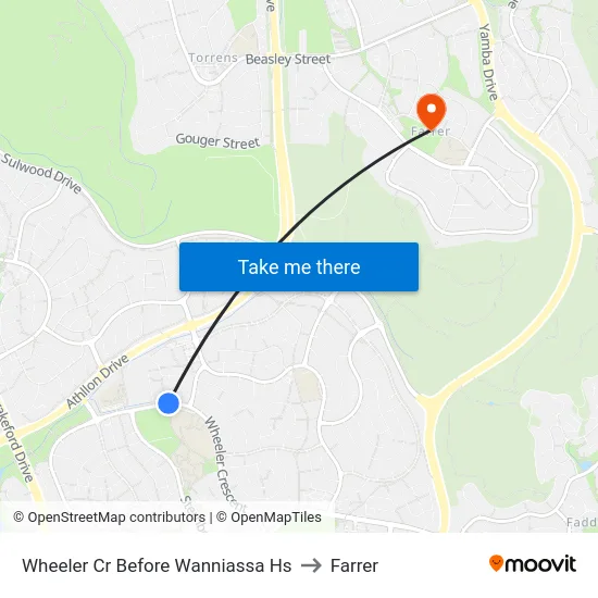 Wheeler Cr Before Wanniassa Hs to Farrer map