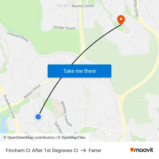 Fincham Cr After 1st Degraves Cr to Farrer map