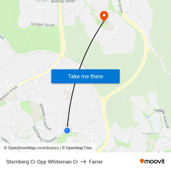 Sternberg Cr Opp Whiteman Cr to Farrer map