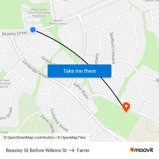 Beasley St Before Wilkins St to Farrer map