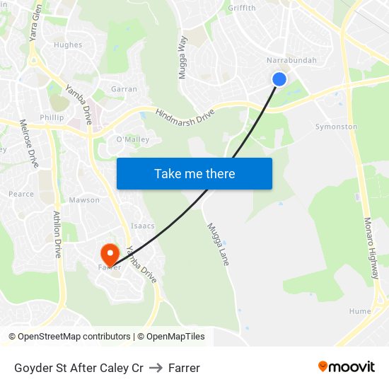 Goyder St After Caley Cr to Farrer map