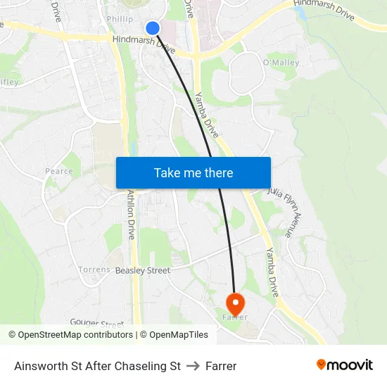 Ainsworth St After Chaseling St to Farrer map