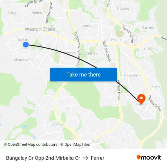 Bangalay Cr Opp 2nd Mirbelia Cr to Farrer map