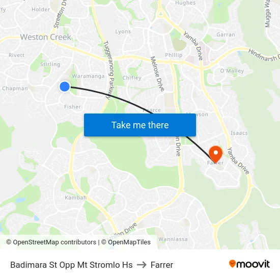 Badimara St Opp Mt Stromlo Hs to Farrer map