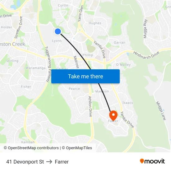 41 Devonport St to Farrer map