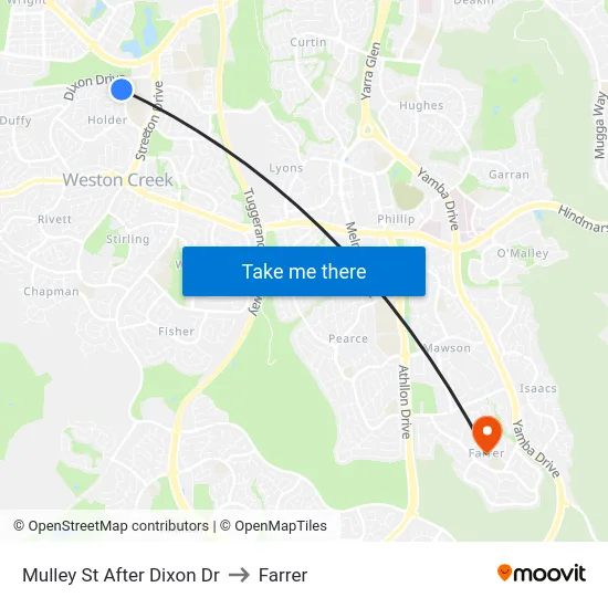 Mulley St After Dixon Dr to Farrer map