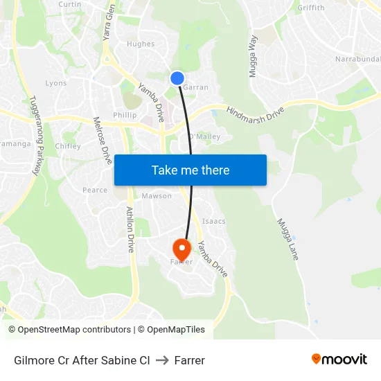 Gilmore Cr After Sabine Cl to Farrer map
