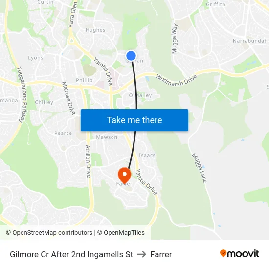 Gilmore Cr After 2nd Ingamells St to Farrer map