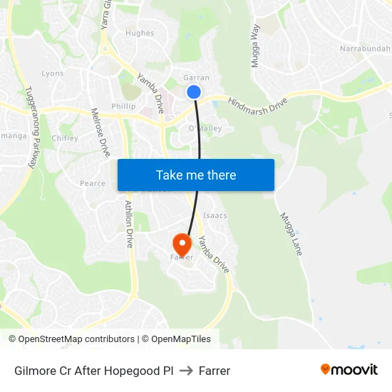 Gilmore Cr After Hopegood Pl to Farrer map