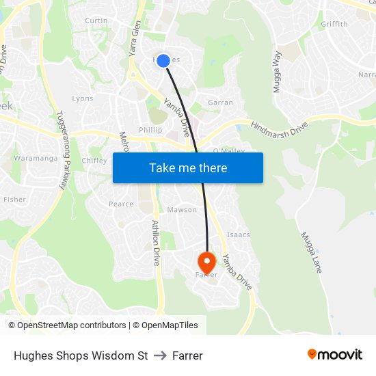 Hughes Shops Wisdom St to Farrer map