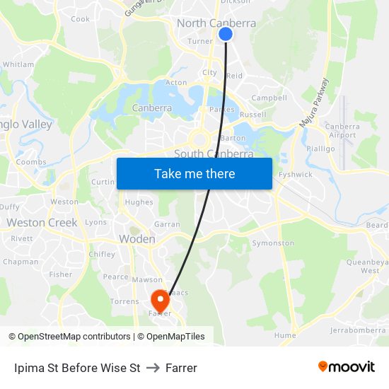 Ipima St Before Wise St to Farrer map
