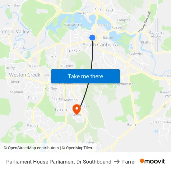 Parliament House Parliament Dr Southbound to Farrer map